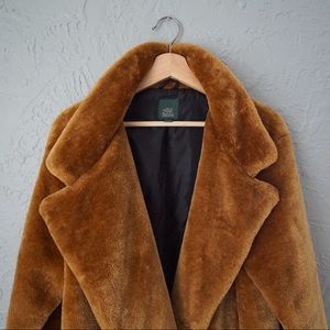 Wild Fable women’s faux fur double breasted jacket - size XXL - caramel brown